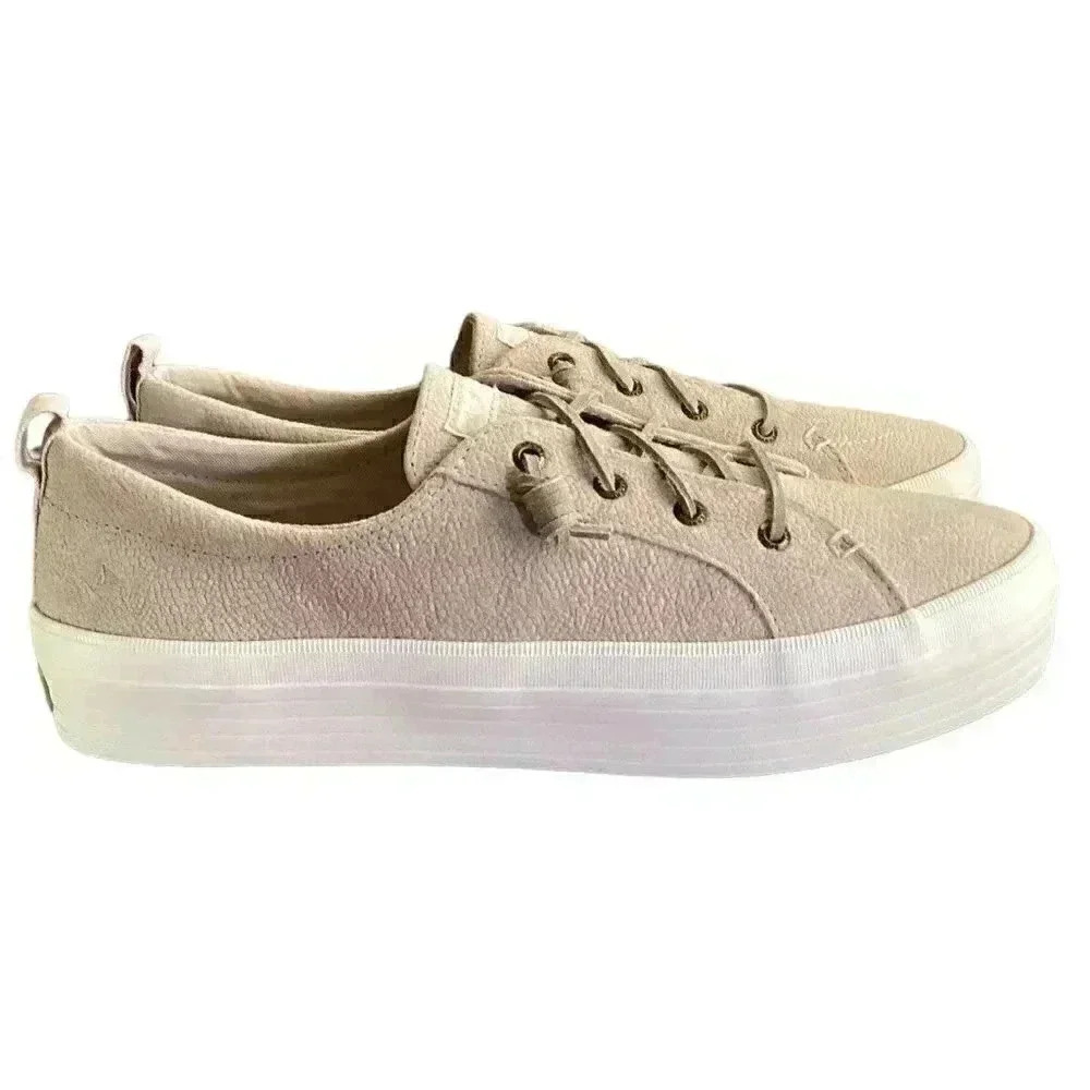 Sperry Crest Vibe Serpant Women 11M Leather Lace-Up Platform Sneakers Ivory NEW - Picture 3 of 7